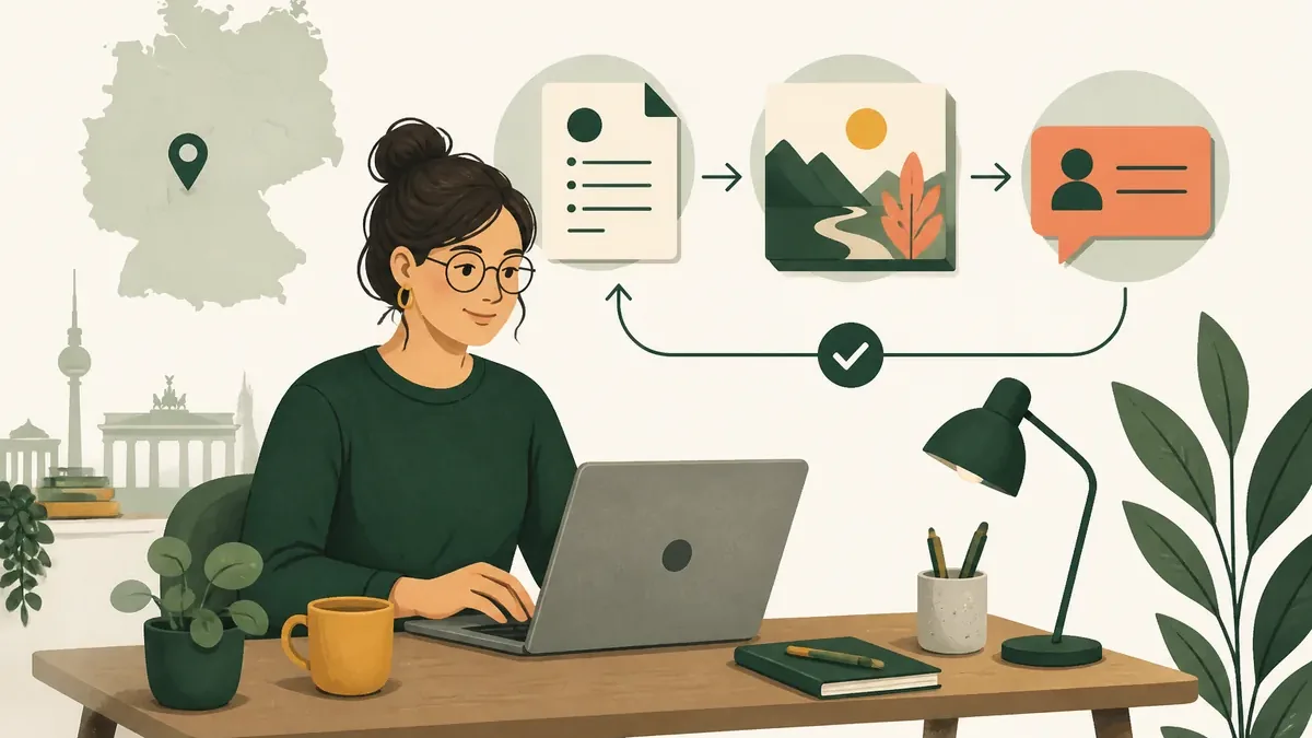 Selbstständige bereitet eine digitale Dienstleistung für den Start als Fiverr-Freelancer vor